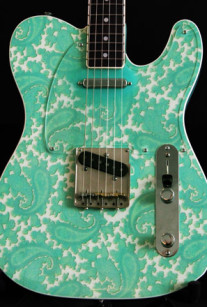 Surf Green and White Sparkle Paisley