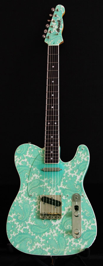 Surf Green and White Sparkle Paisley