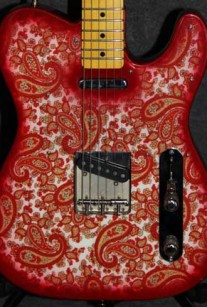 Red and White Sparkle Paisley Closeup Crook Custom Guitars