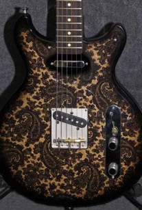 Black and Gold Sparkle Paisley Double Cutaway Lesquire Body