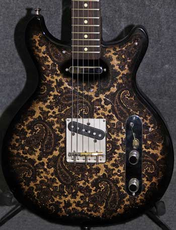 Black and Gold Sparkle Paisley Double Cutaway Lesquire Body