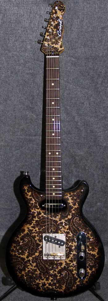 Black and Gold Sparkle Paisley Double Cutaway Lesquire