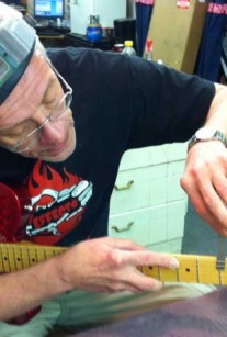 Bill Crook in the shop. Crook Custom Electric Guitars Builder