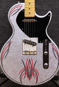 Pinstripe Silver Sparkle Lesquire Guitar Crook Custom Guitars