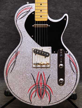 Crook Guitars Silver Metalflake Lesquire Pinstripe Guitar